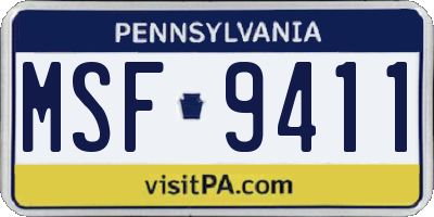 PA license plate MSF9411