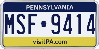 PA license plate MSF9414
