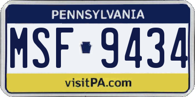 PA license plate MSF9434