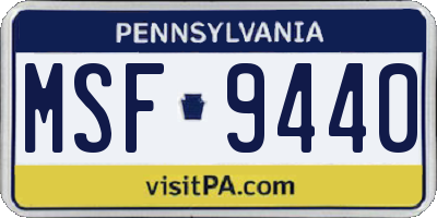 PA license plate MSF9440