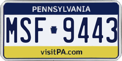 PA license plate MSF9443