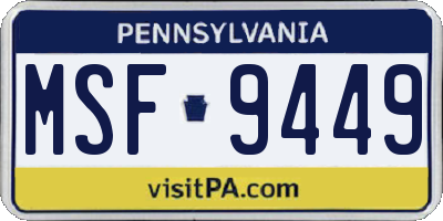 PA license plate MSF9449