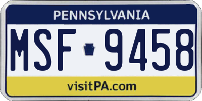 PA license plate MSF9458