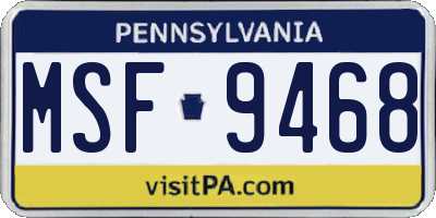PA license plate MSF9468