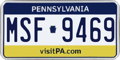 PA license plate MSF9469