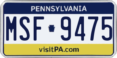 PA license plate MSF9475