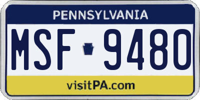 PA license plate MSF9480