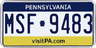 PA license plate MSF9483