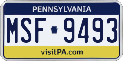 PA license plate MSF9493