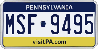 PA license plate MSF9495