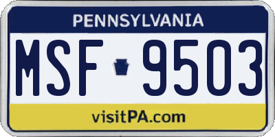 PA license plate MSF9503