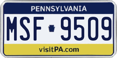 PA license plate MSF9509
