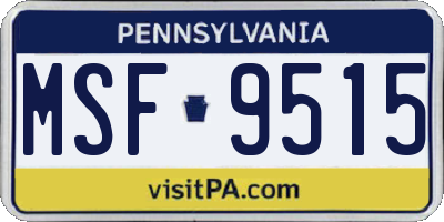 PA license plate MSF9515