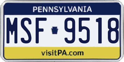 PA license plate MSF9518