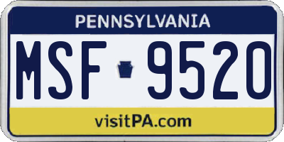 PA license plate MSF9520