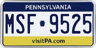 PA license plate MSF9525