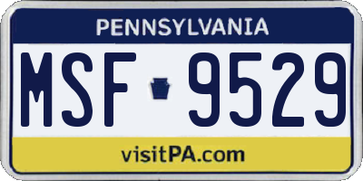 PA license plate MSF9529