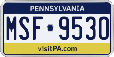 PA license plate MSF9530