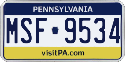 PA license plate MSF9534