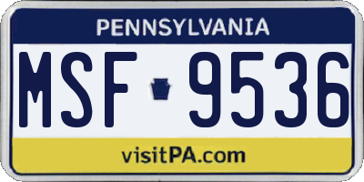 PA license plate MSF9536