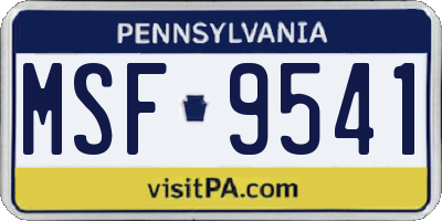 PA license plate MSF9541