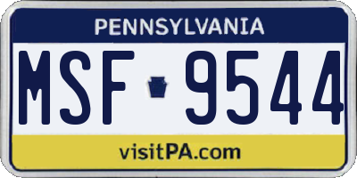 PA license plate MSF9544