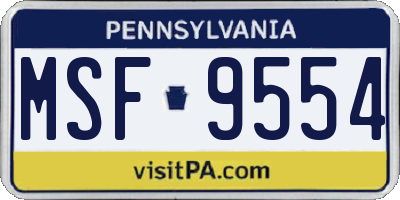 PA license plate MSF9554