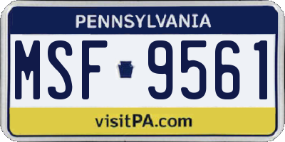 PA license plate MSF9561