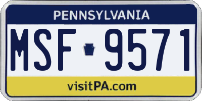 PA license plate MSF9571