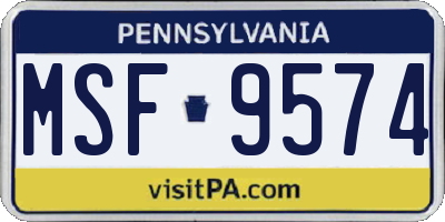 PA license plate MSF9574