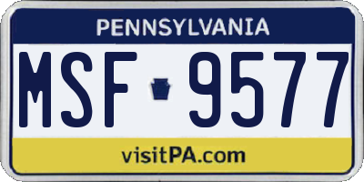PA license plate MSF9577