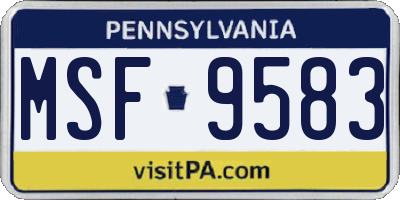 PA license plate MSF9583