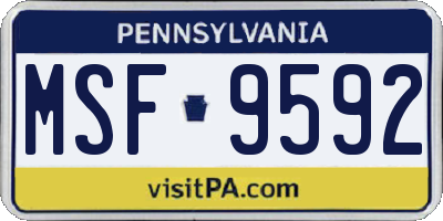 PA license plate MSF9592