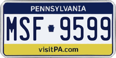 PA license plate MSF9599