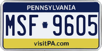 PA license plate MSF9605