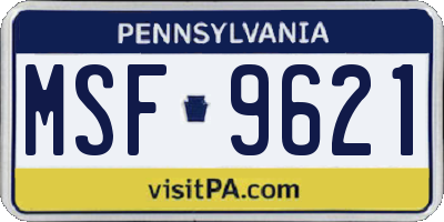 PA license plate MSF9621
