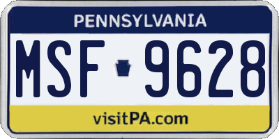 PA license plate MSF9628