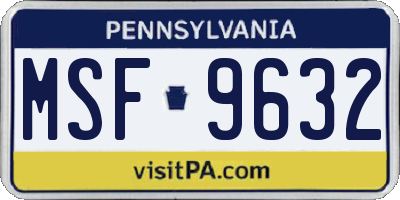 PA license plate MSF9632