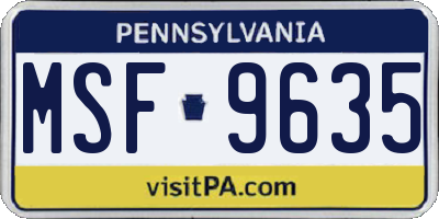 PA license plate MSF9635