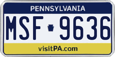 PA license plate MSF9636