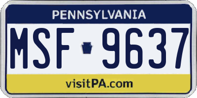 PA license plate MSF9637