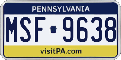 PA license plate MSF9638