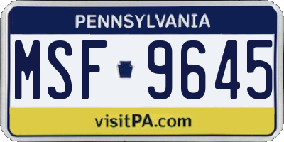 PA license plate MSF9645