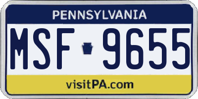 PA license plate MSF9655