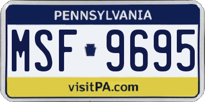 PA license plate MSF9695