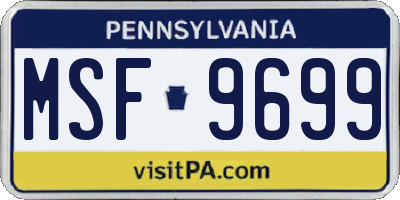 PA license plate MSF9699