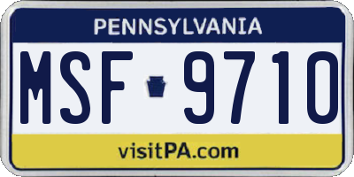 PA license plate MSF9710