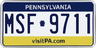 PA license plate MSF9711