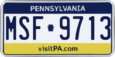 PA license plate MSF9713