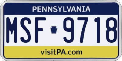PA license plate MSF9718